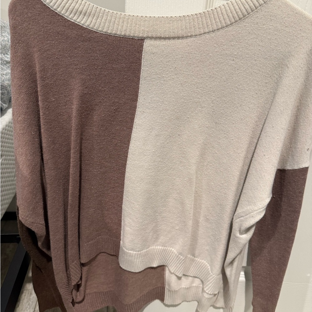 Workshop Republic Clothing Brown and Cream Crew Neck Sweater
